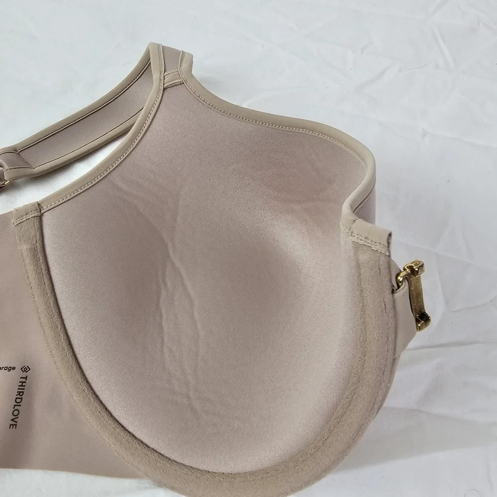 Third Love 24/7 Classic Full Coverage Racerback Bra Front Close 34E Beige